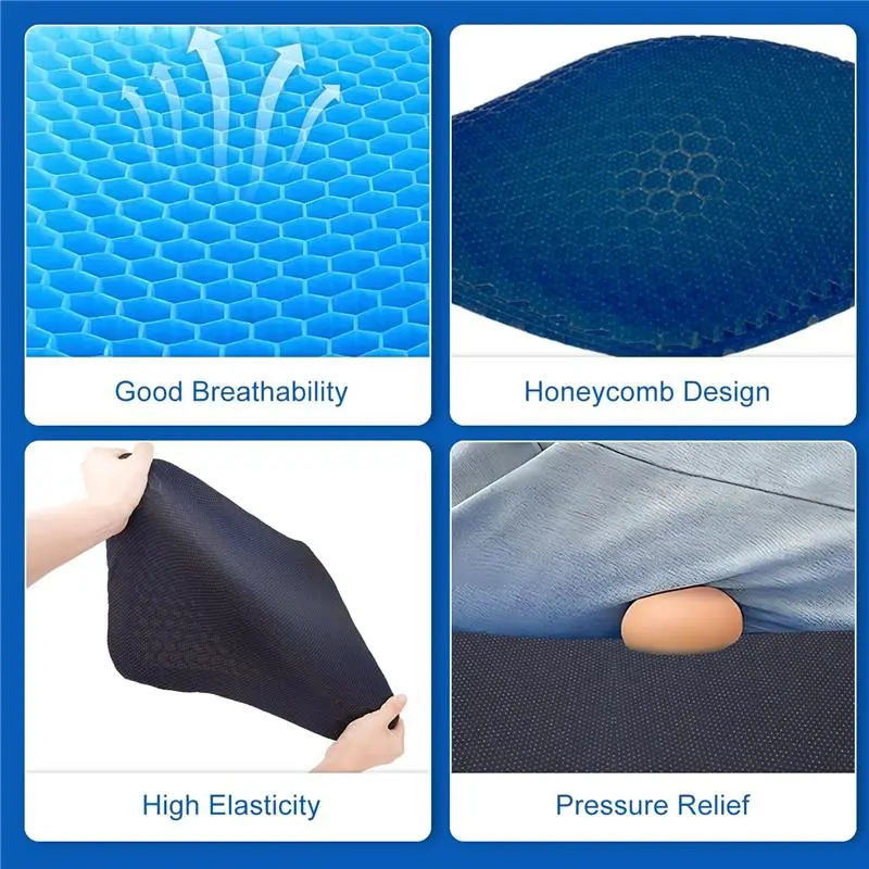 Soft Sitter Cushion Gel Seat Cushions for Sitting Pressure Sore Cool Honeycomb Cushion for Pressure Relief Breathable Coccyx Sciatica Pain Cushion for Long Sitting Home Office Car seat  cushion 5