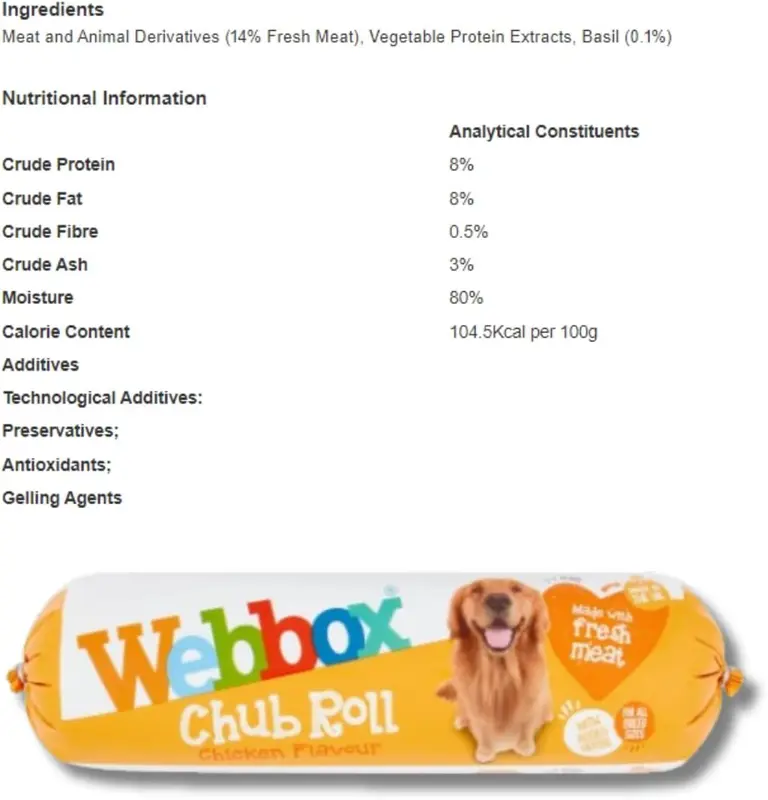 Webbox Chub Variety Dog Food 720g (15 Rolls) - Fresh Meat, Wheat & Grain Free, Complementary Food with Added Herbs - One Week Supply, Made in the UK 4