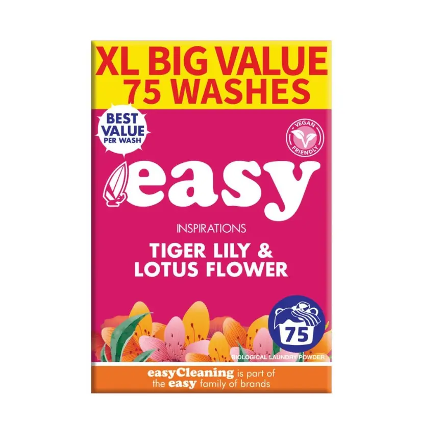 Easy Inspirations Tiger Lily & Lotus Flower 75 Washes 5.1kg - Powder Laundry Detergent Household Pack