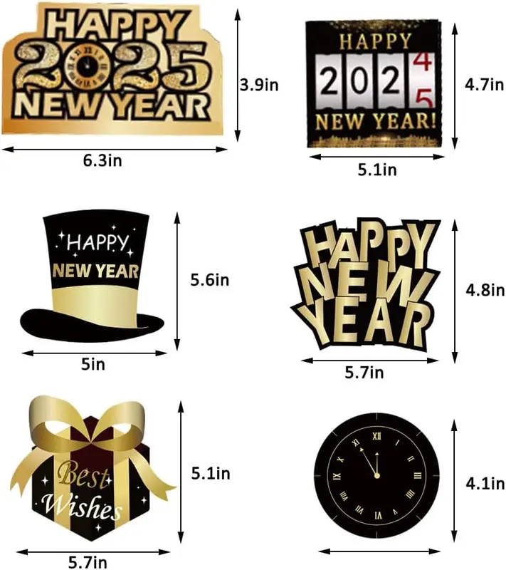 Happy New Year 2025 Party Decorations - Banner, Glasses, Latex Balloons, and Foil Swirl Streamers 5