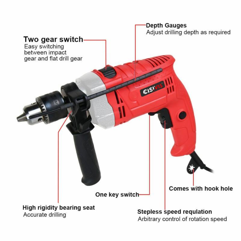 HAMMER DRILL POWERFUL VARIABLE SPEED INDUSTRIAL ELECTRIC CORDED DRILL 1200W 220V 5