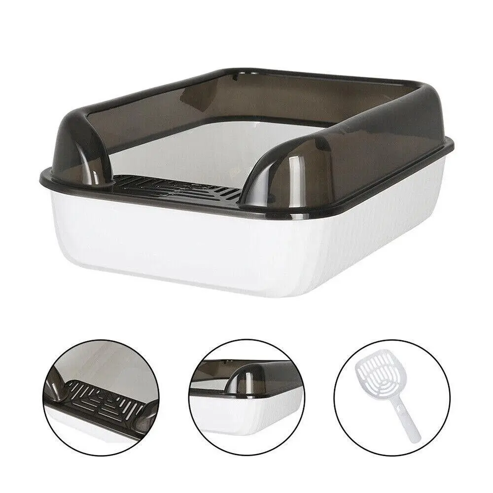 Cat Extra Large Open Cat Litter Box Deep Pan Anti-Splashing Toilet Potty Tray uk