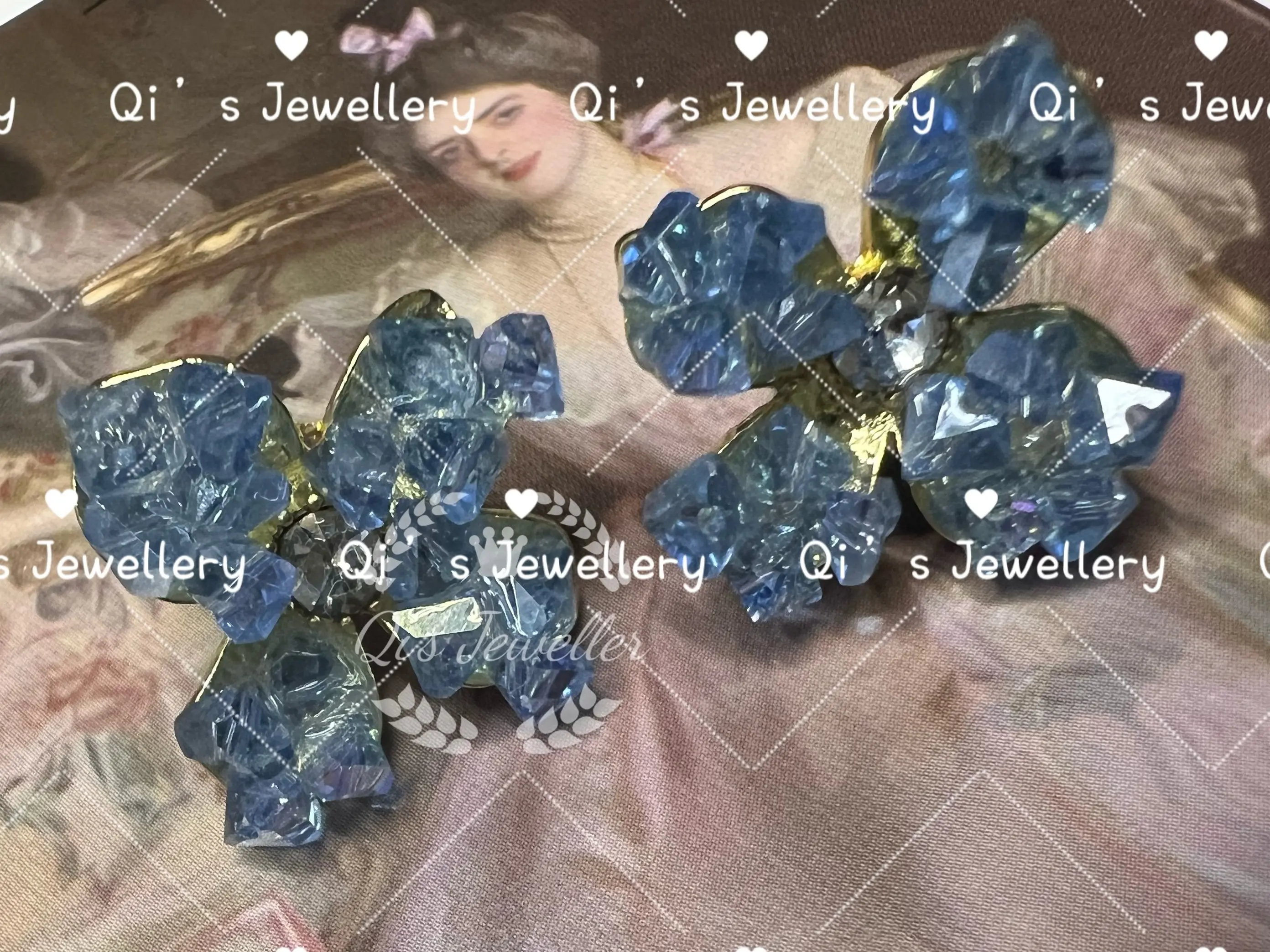 Blue Cool Imitation Crystal Flower Earrings for Women