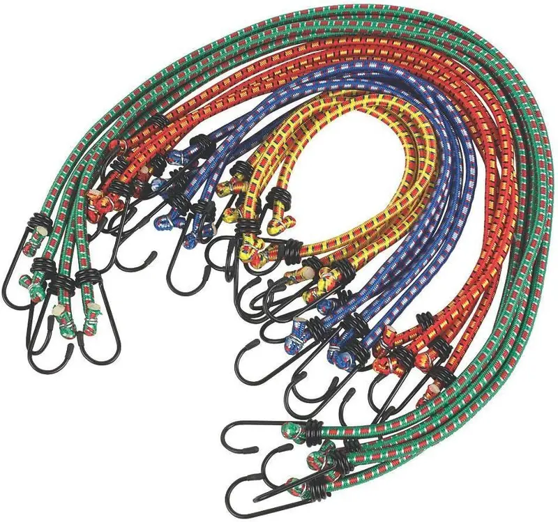 12Pcs Heavy Duty Bungee Cords Cables Straps Military Bungie Elastic Hooks Rope 0