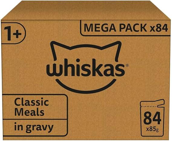 Whiskas 1+ Adult Classic Selection in Gravy 84 Pouches, Adult Wet Cat Food, Megapack (84 x 85 g) 6