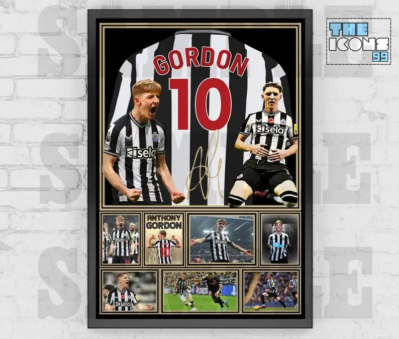 Newcastle United Icon Anthony Gordon Football Shirt Back Print / Poster / Framed Memorabilia / Collectible / Signed