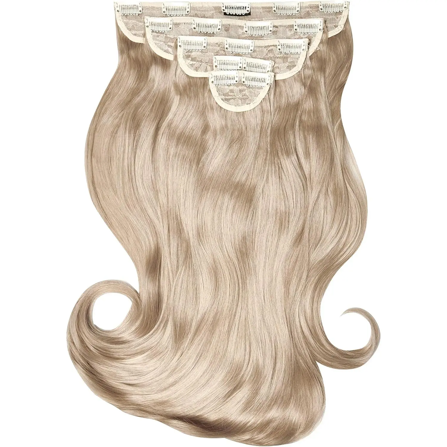 Lullabellz Super Thick Blow Dry Wavy Clip In Hair Extensions 5-Piece, 22-Inch Length, California Blonde