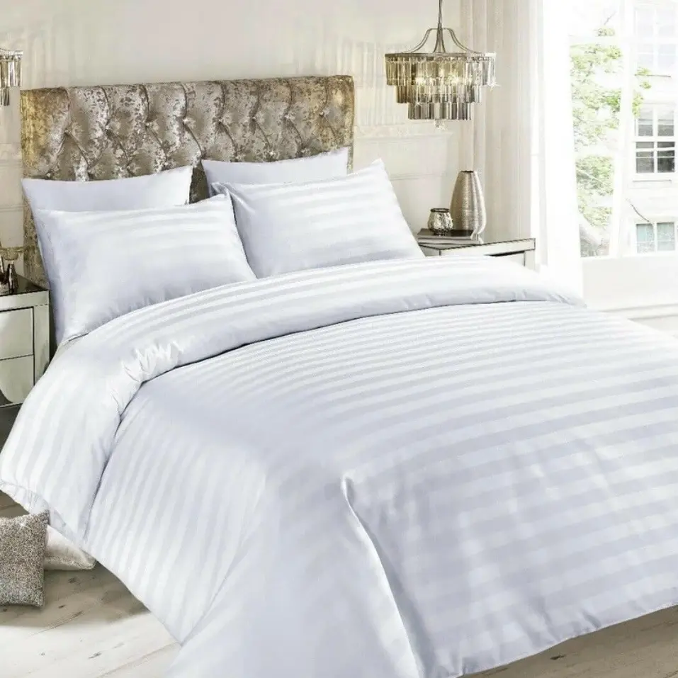 Sateen Stripe and Percale Duvet Cover Set