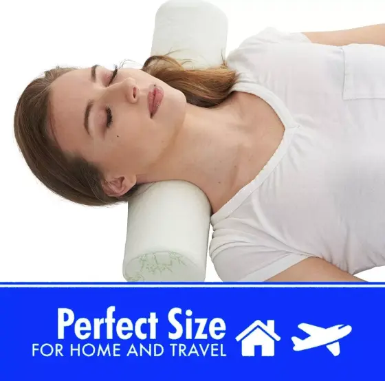 2 Pack Bamboo Cervical Neck Roll Memory Foam Bolster Pillow-6.5 x 18.5 Inch 5