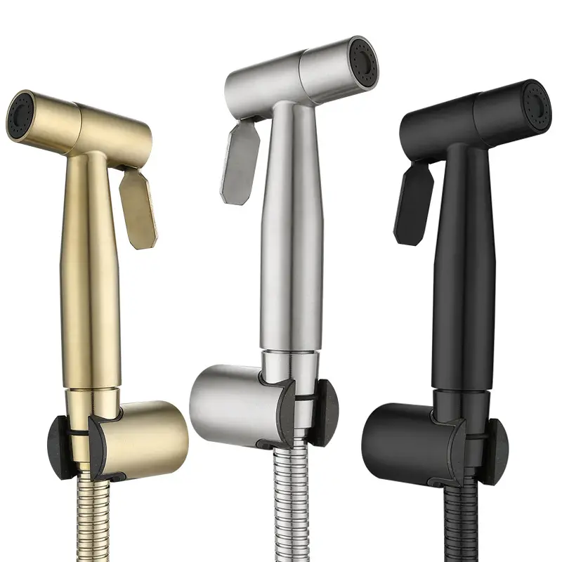 Chrome Muslim Shower Spray Kit with Shut-Off Valve - Single Inlet Type 4