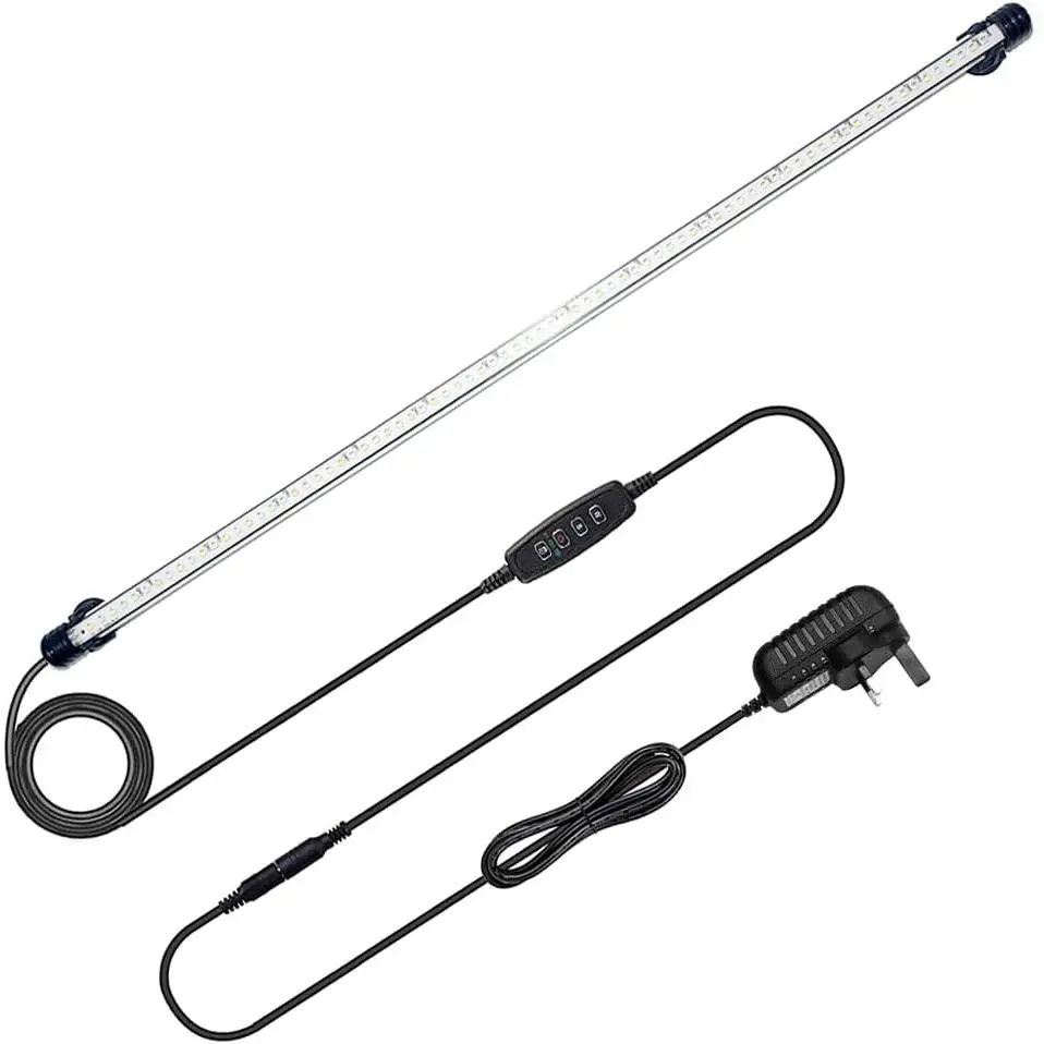 VARMHUS LED Aquarium Lighting, Aquarium Lamp White and Blue Color Changing Submersible Fish Tank Light with Small Simple Aquarium Timer for Sunrise and Sunset (71cm, Blue+White)