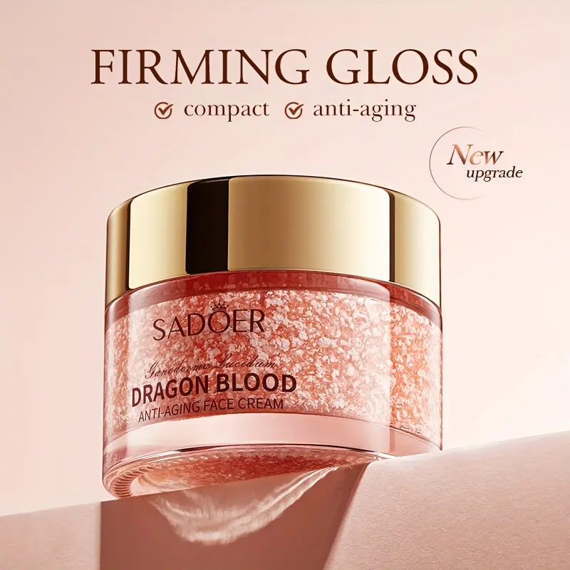 50g Sadoer Dragon Blood Moisturizing Face Treatment, with Reishi Mushroom, Hyaluronic Acid, Anti-Aging Firming Gloss, Compact Formula for Dry Skin, All Skin Types