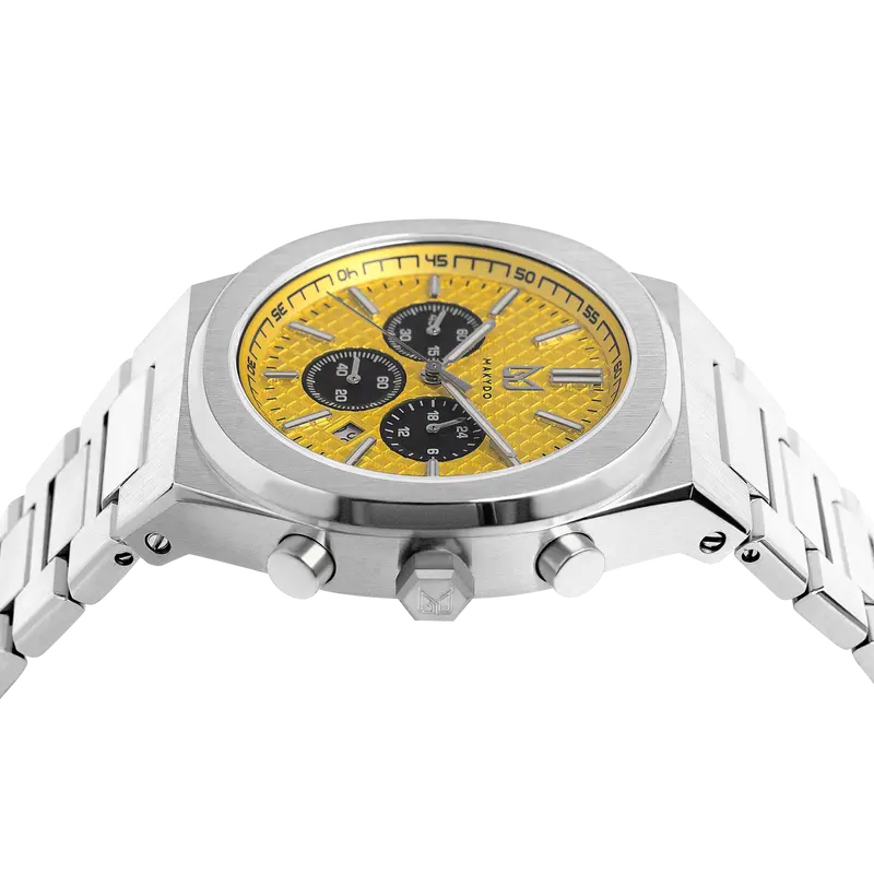 Makydo Racing Yellow Chronograph 42mm - Racing Mesh Dial, BGW9 Luminous Hands, 316L Stainless Steel Bracelet, Japan Miyota OS20 Movement 2