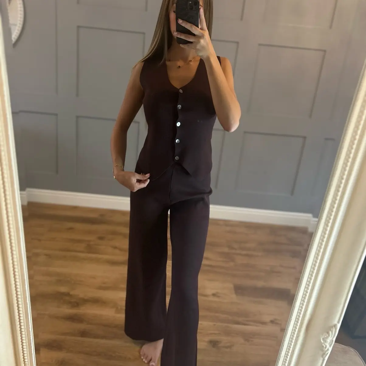 Chocolate waistcoat lounge set co ord