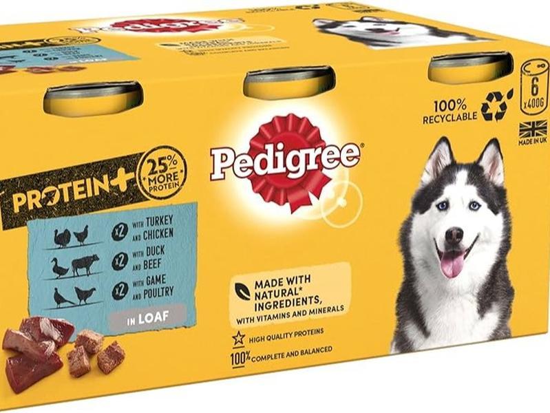Pedigree Dog Food Tins | Protein + Plus (25% Extra Protein) | Complete Wet Food for Adult Dogs | High Quality, Natural Ingredients | Bulk Buy Deals Available | Turkey, Chicken, Duck, Beef, Game & Poultry Flavours in Pate Style Loaf 0
