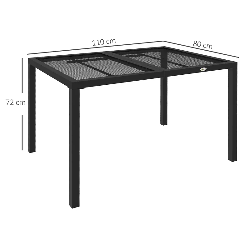 Outsunny Four-Seater Steel Garden Table, with Wired Top - Grey 2