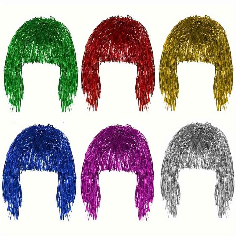 6pcs Funky Colorful Wigs for Cosplay - Perfect for Disco Parties & Birthday Celebrations, Fun Party Hats Included 0
