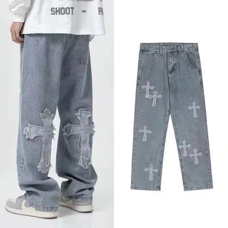 Product Introduction of Streetwear Gothic Jeans Women Y2K High Waist Jeans Trousers Casual Cross Cargo Pants Korean Summer Straight Baggy Punk Clothes 2