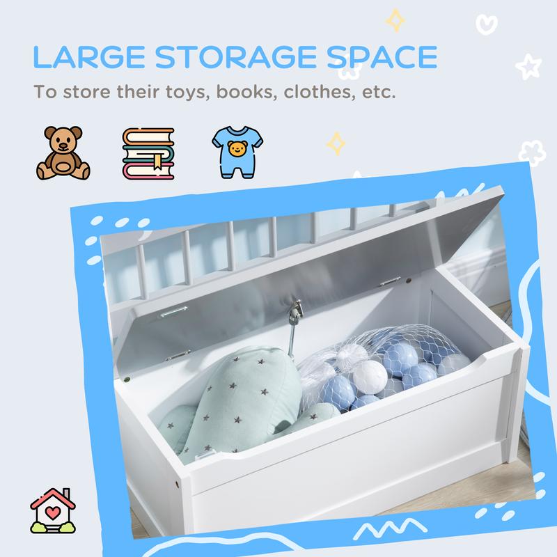 Product Introduction of 2 In 1 Wooden Toy Box, Kids Storage Bench, Toy Chest with Safety Rod - Grey 7