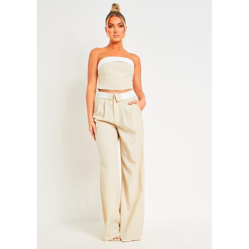 Kaysie Beige Fold Over Bandeau Top 3