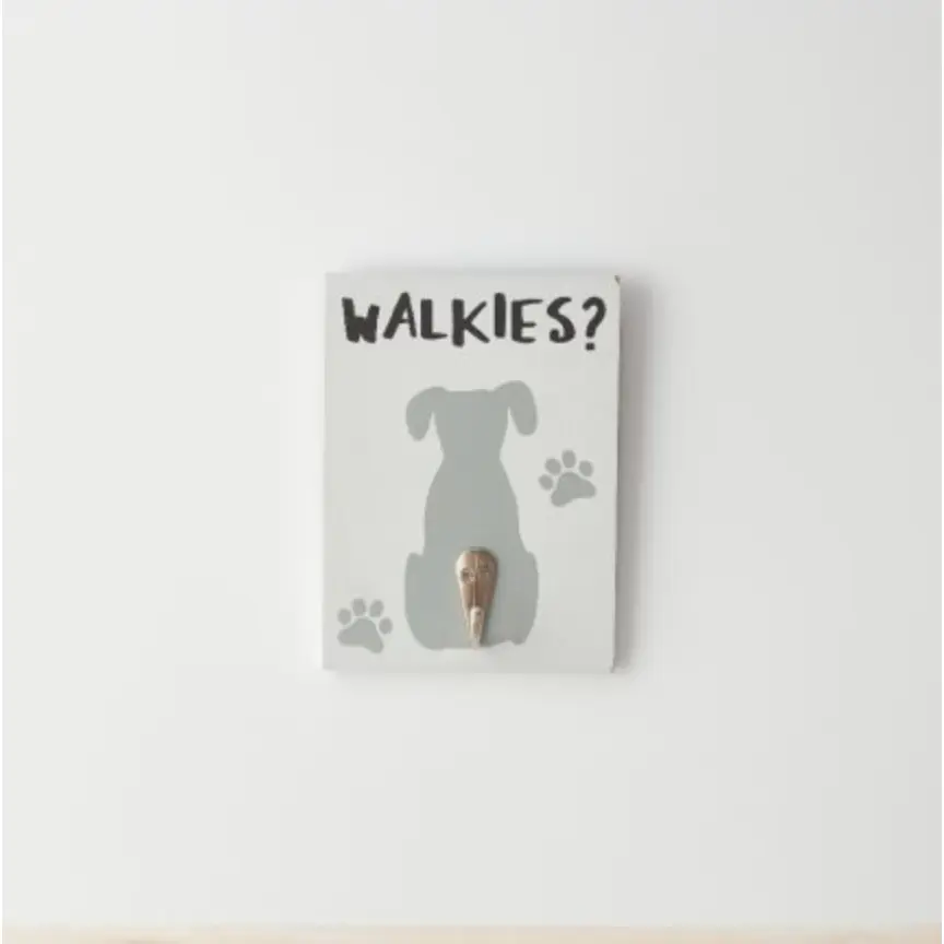 Walkies Wooden Lead Hook Dog Sign
