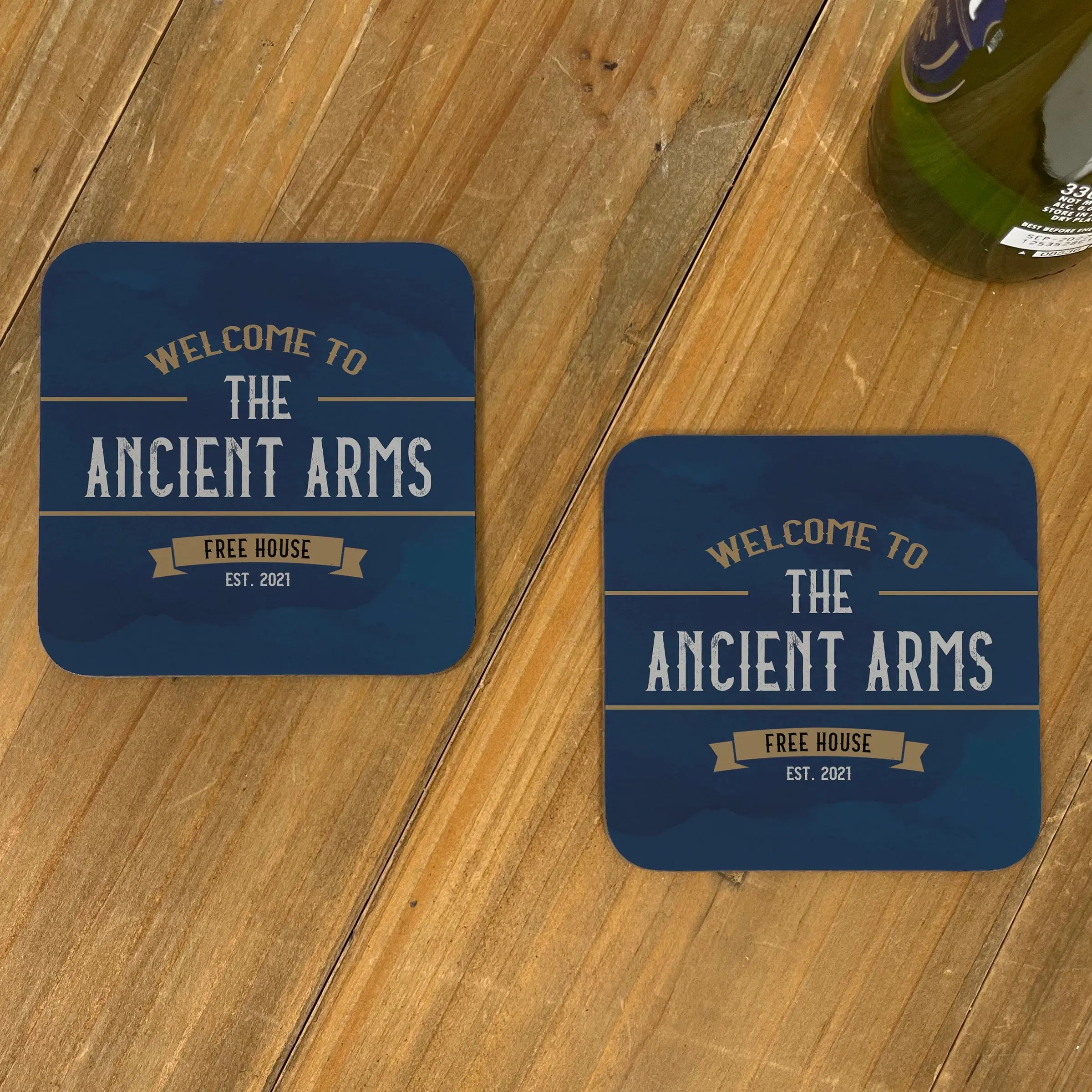 Vintage Home Bar Accessories - 2 Coaster Set Tableware Charcoal