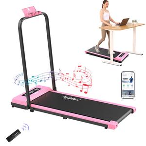 Agilithor 2-in-1 Foldable Treadmill - Newly Upgraded Stability, Under Desk Walking Pad with Handle Bars, LED Display, Remote, App Control, Phone Holder - Portable Electric Running Machine for Home, Office, Gym