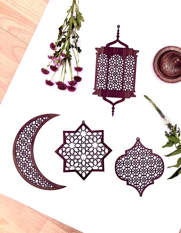 Large Wooden Laser Cut Hanging Ornaments - 4 Pack 0
