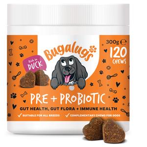 Bugalugs Pre + Probiotic Supplement Chews for Dogs - Duck Flavour (120 Chews)