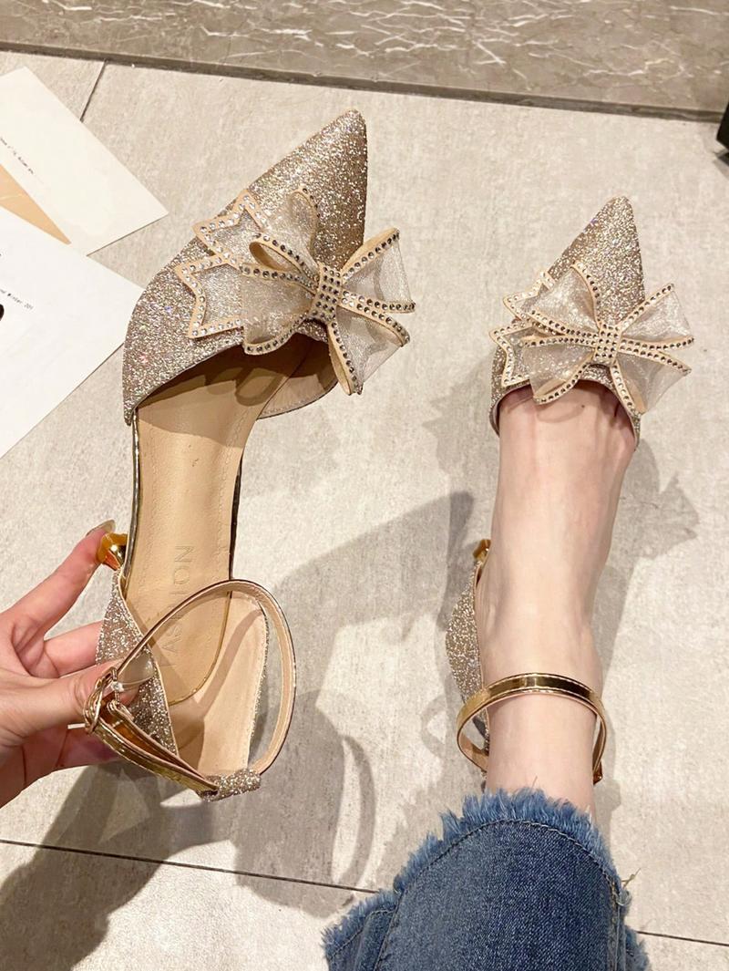 Product Introduction of 2025 Women's Elegant High Heel Shoes With Bow Decoration With Dress Cheer Footwear Summer 14