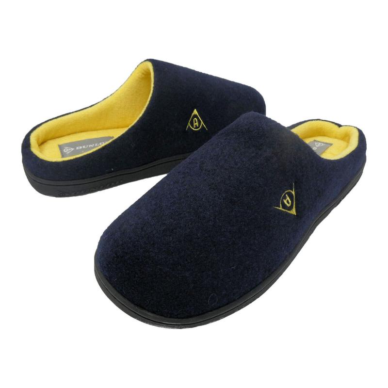 Dunlop Mens Two-Tone Plush Lined Memory Foam Mule Slip On House Slippers 2