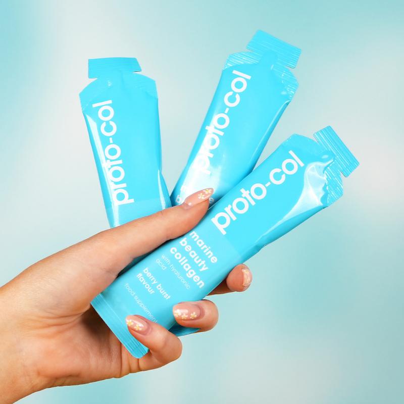 Proto-col Marine Beauty Collagen | 10,000mg Supplement with Hyaluronic Acid, Zinc, Biotin Vitamin C, B6 & E Supplement for Anti-Aging | Halal Collagen 1