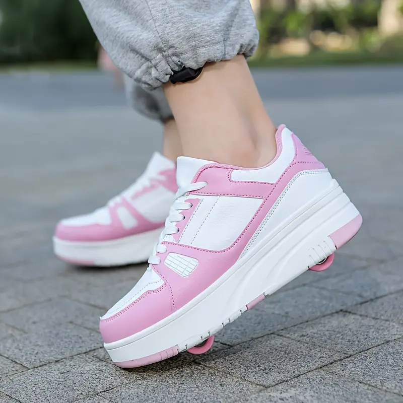 Comfy Lace Up Roller Shoes for Girls - Detachable Wheels for Outdoor Fun 1
