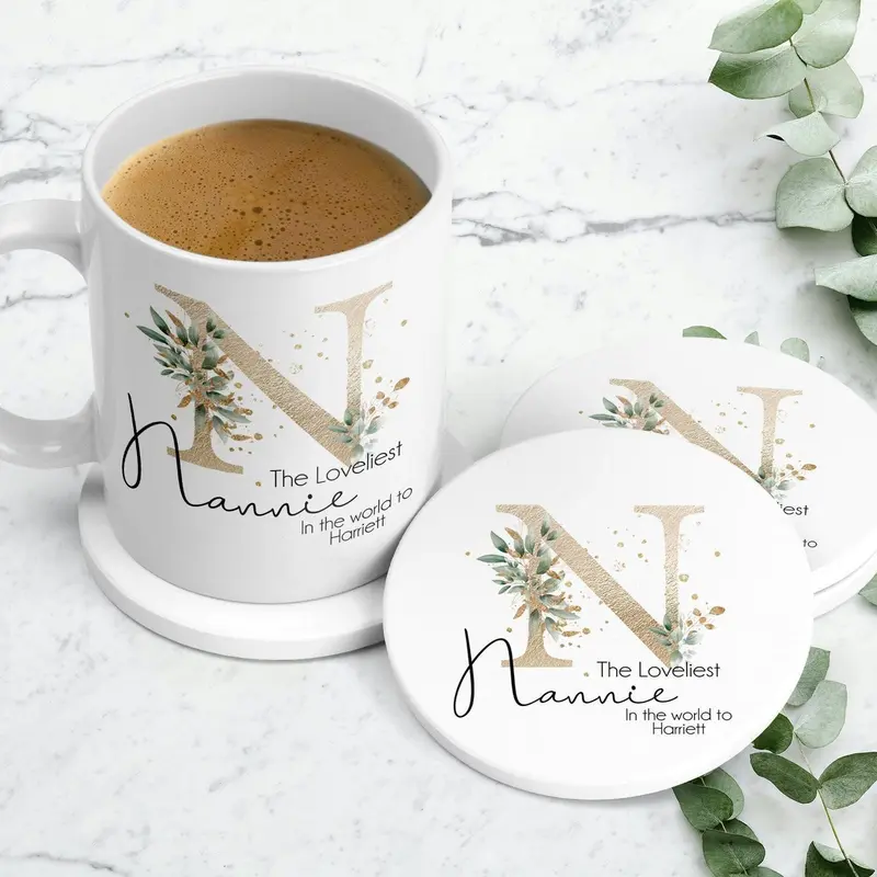 Personalised Ceramic Mug & Coaster - Gift For Grandma - Nannie Mug - Loveliest Nanny Drinkware Glossy 0
