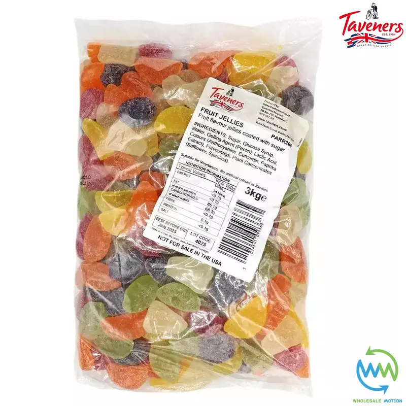 TAVENERS FRUIT JELLIES Sweets GUMMY Candy JELLY GUMMIES SUGAR COATED PICK N MIX Jellies Candies Snack Retro 2
