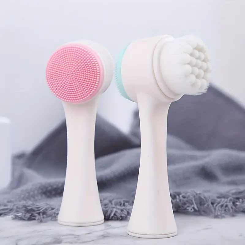 1pc Gentle Silicone Facial Cleansing Brush, Dual-Sided Soft Bristles, Manual Exfoliating Pore Cleaner for All Skin Types, Unscented, Dye-Free Makeup Remover and Blackhead Remover 6