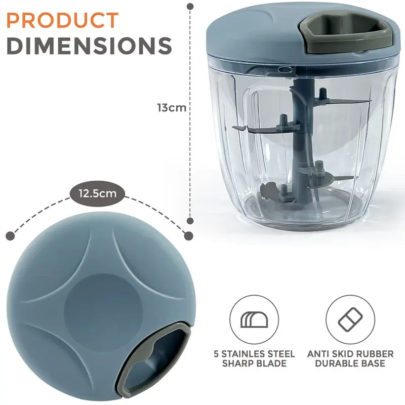 Manual Food Chopper Pull Cord Pulling Vegetable Slicer Hand Blender Kitchen Fruit Shredder Stainless Steel Utensils Bowl 6