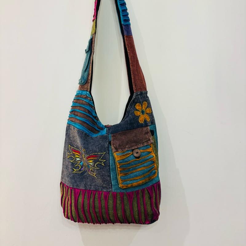 Hippie Crossbody, Boho Cotton Embroidered Bag with Zip Closure 7