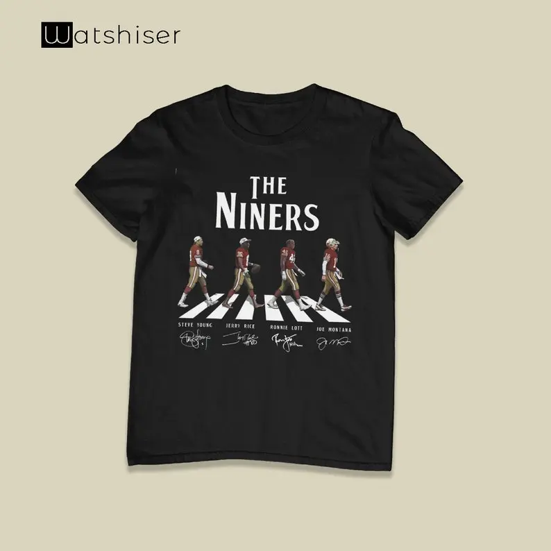 San Francisco 49Ers NFL Football Road Signatue Printed Black Unisex T-Shirt Casual Cotton