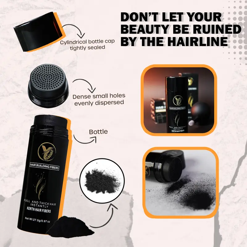Yasbro Hair Fibres and Spray Applicator Set for Men and Women - Natural Looking Hair Fibres Powder and Spray - 2 Counts - Haircare 2