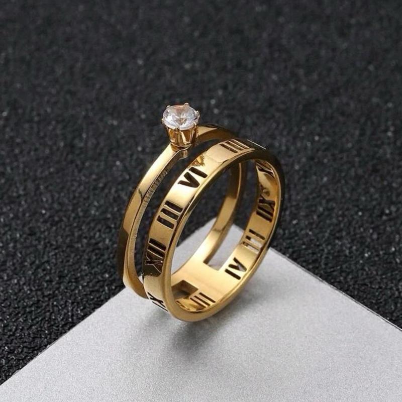 Stainless Steel Unisex Ring with Roman Numerals and Cubic Zirconia for Any Occasion moissanite gold jewellery silver jewellery 4
