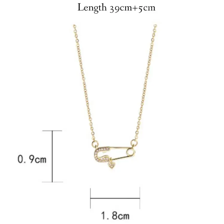 Gold Safety Pin Pendant Necklace, "Locked in My Heart" Symbol Necklace, Girlfriend Gift, Christmas Gift, Comes with a Beautiful Necklace Box, Tarnish-Resistant 1