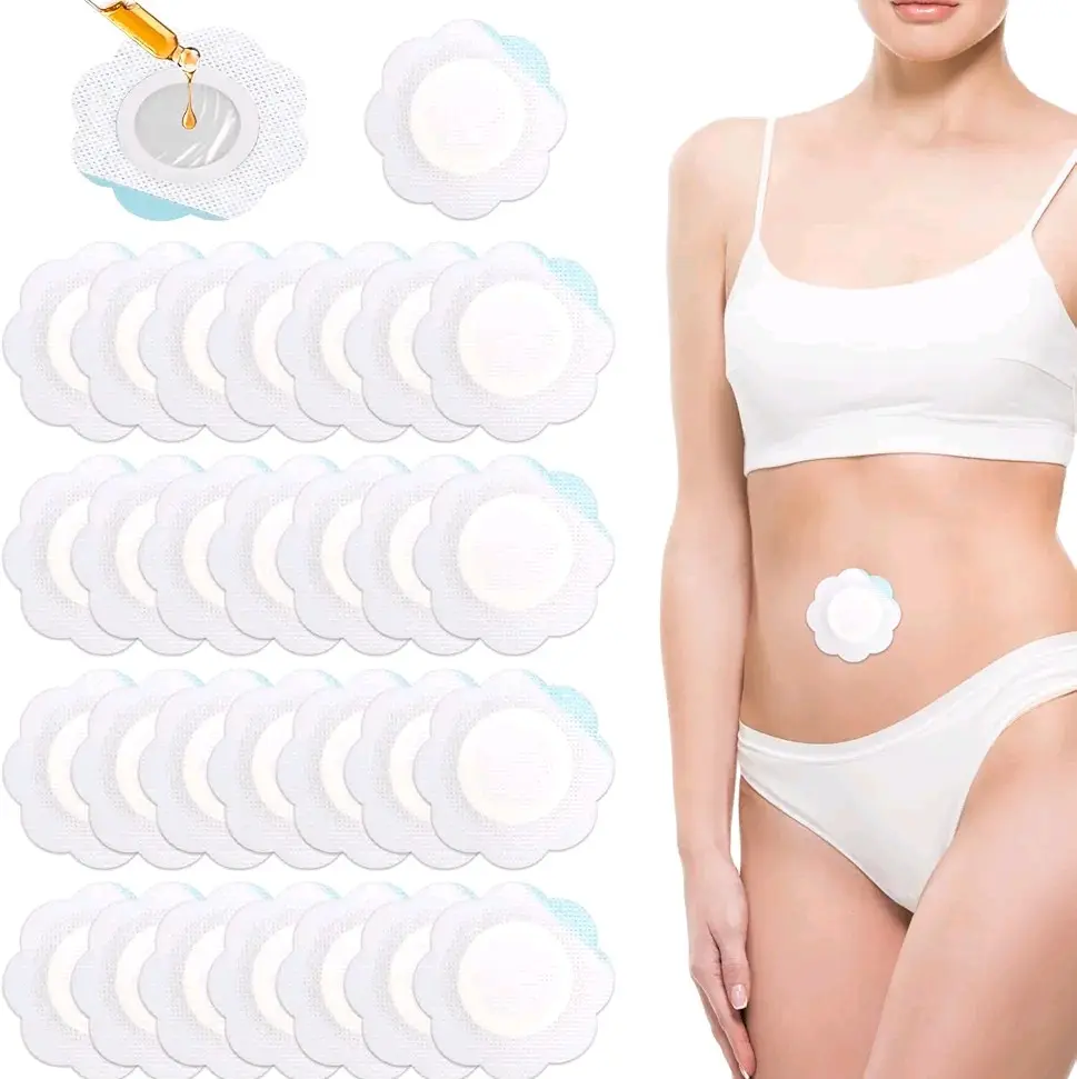 20pcs Wrap Pads For Belly Button, Self-Adhesive Oil Belly Button Wrap Pads, Spunlace Cloth, Highly Absorbent (Oil Not Included)