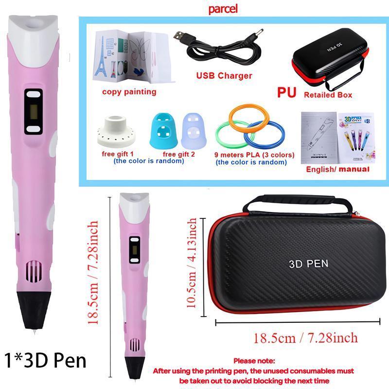 Product Introduction of Creative Student DIY Printer Pen Kit, 1 Set Plug & Use Multifunctional 3D Printing Pen Kit, Student Education Devices, 3D Pen with LCD Screen, Best Gift For Students, Girls Birthday Gift 3
