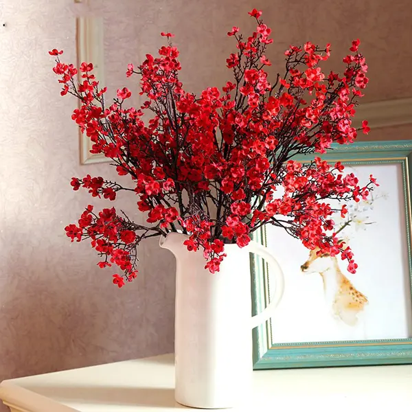 pink cherry blossom plastic branch artificial silk flowers sakura for wedding home store decoration white fake flowers DIY dec 1