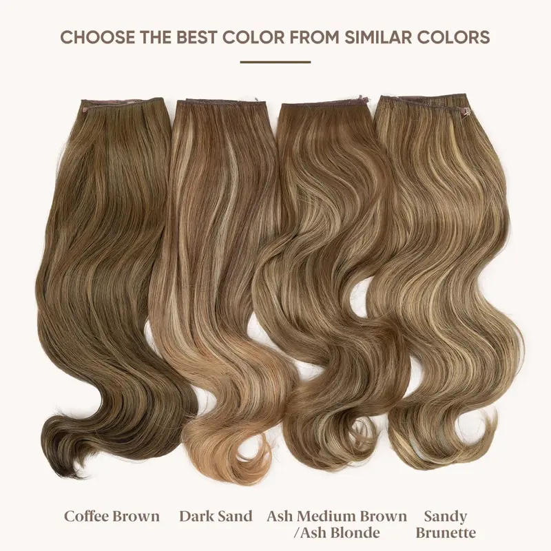 Craigs bits and bobs SARLA Invisible Wire Hair Extensions with 3 Clips Long Synthetic Wavy Curly Hairpiece Adjustable Transparent Headband for Women 18 Inch Ash Medium Brown/Ash Blonde Highlights 1
