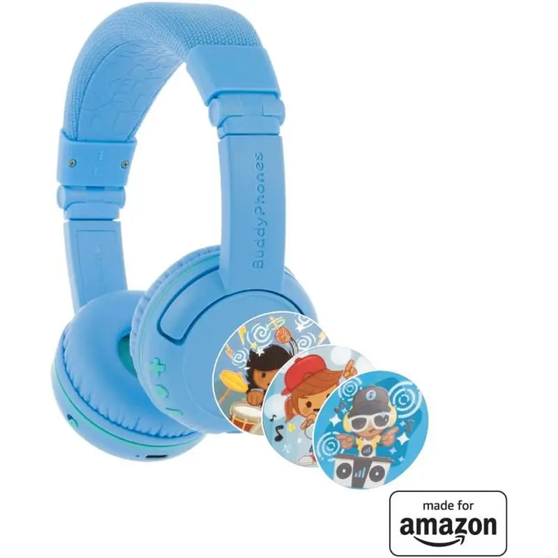 All-New, Made for BuddyPhones PlayTime Volume-limiting Bluetooth Child Headphones Age (3-7), Blue Drop 4