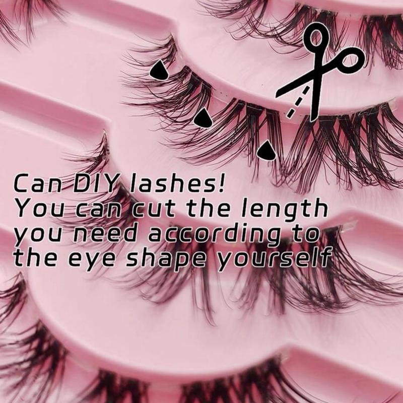 Lashes Natural Look D Curl False Eyelashes Fluffy Wispy Individual Lash Extensions Strips Volume Eyelashes 7 Pairs by Eefofnn 5