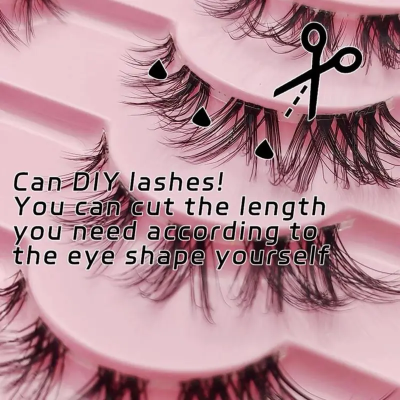 Lashes Natural Look D Curl False Eyelashes Fluffy Wispy Individual Lash Extensions Strips Volume Eyelashes 7 Pairs by Eefofnn 5