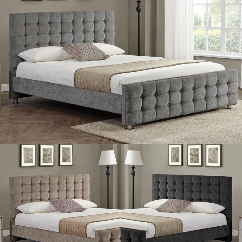 Chenille Fabric Cubic Divan Headboard Bed Head Upholstery Fabrics Headboard Headboards Upholstered Beds 20" Small Double King Super king size. 8
